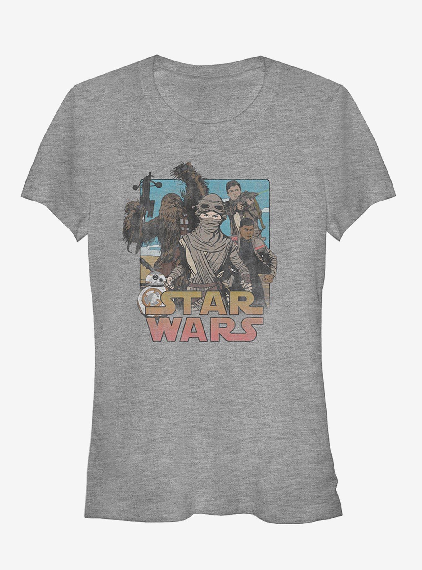 Star Wars Episode VII The Force Awakens Rey and Crew Girls T-Shirt, ATH HTR, hi-res