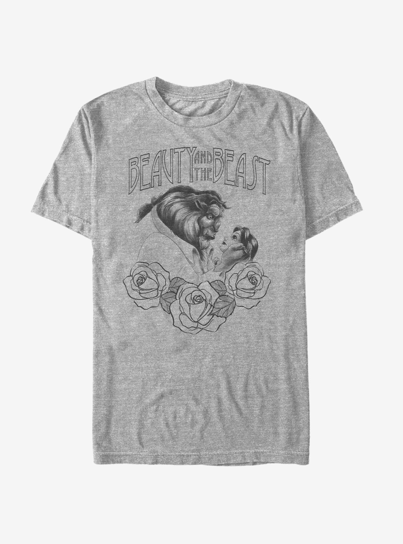 Disney Beauty And The Beast Sketched Grey-scale T-Shirt, , hi-res