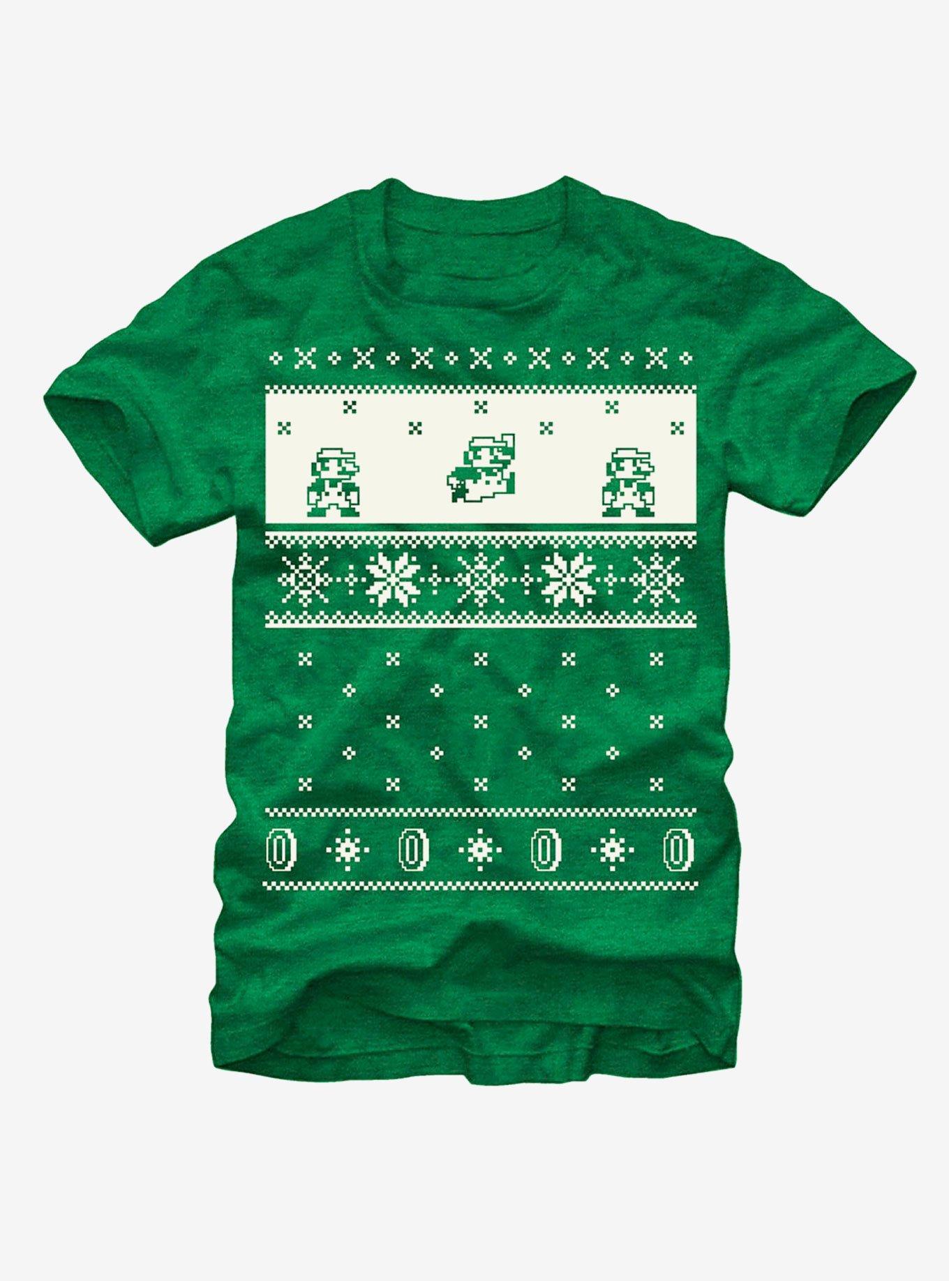 Nintendo Christmas Sweater Mario T-Shirt, KEL HTR, hi-res