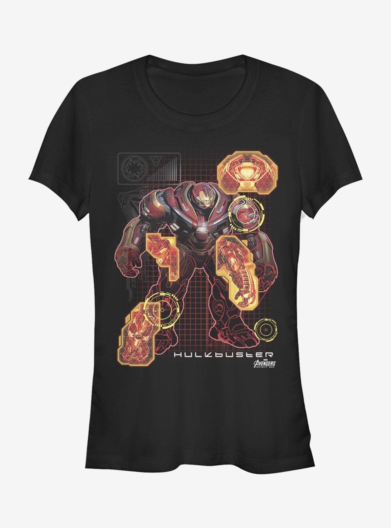 Marvel Avengers: Infinity War Hulkbuster Schematic Girls T-Shirt, BLACK, hi-res