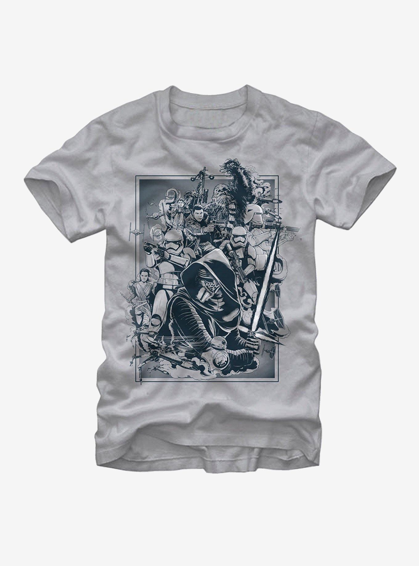 Star Wars Episode VII Characters The Force Awakens T-Shirt, SILVER, hi-res