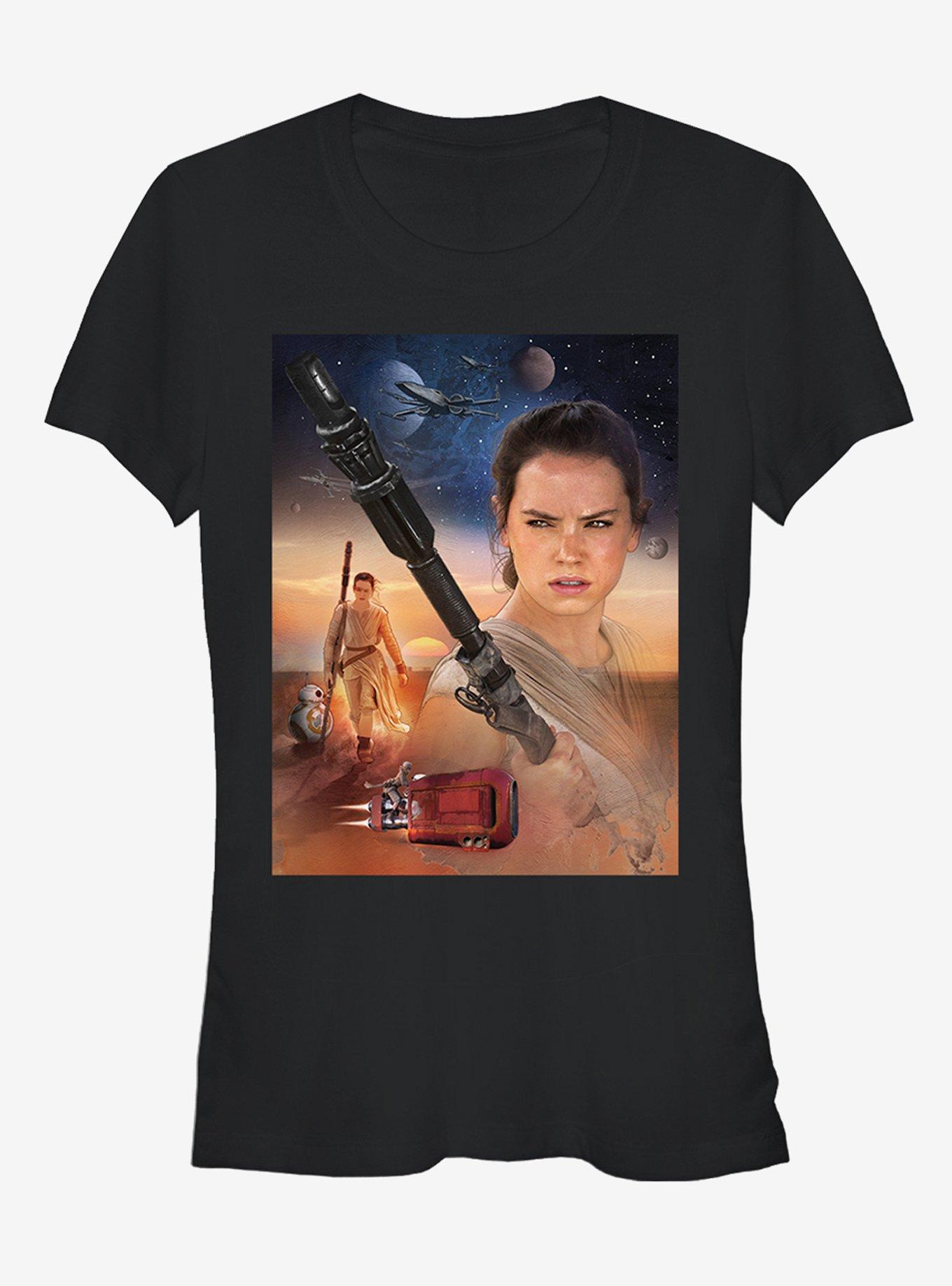 Star Wars Rey Collage Girls T-Shirt, BLACK, hi-res