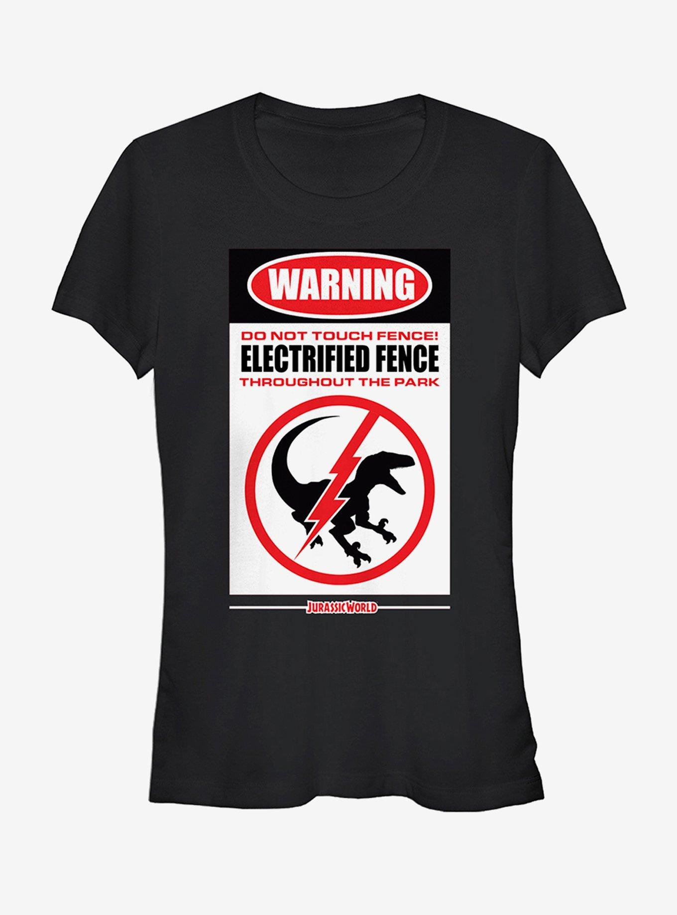 Jurassic World Warning Electrified Fence Girls T-Shirt