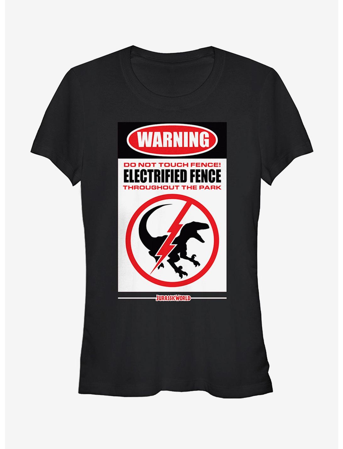 Jurassic World Warning Electrified Fence Girls T-Shirt, BLACK, hi-res