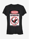 Jurassic World Warning Electrified Fence Girls T-Shirt, BLACK, hi-res