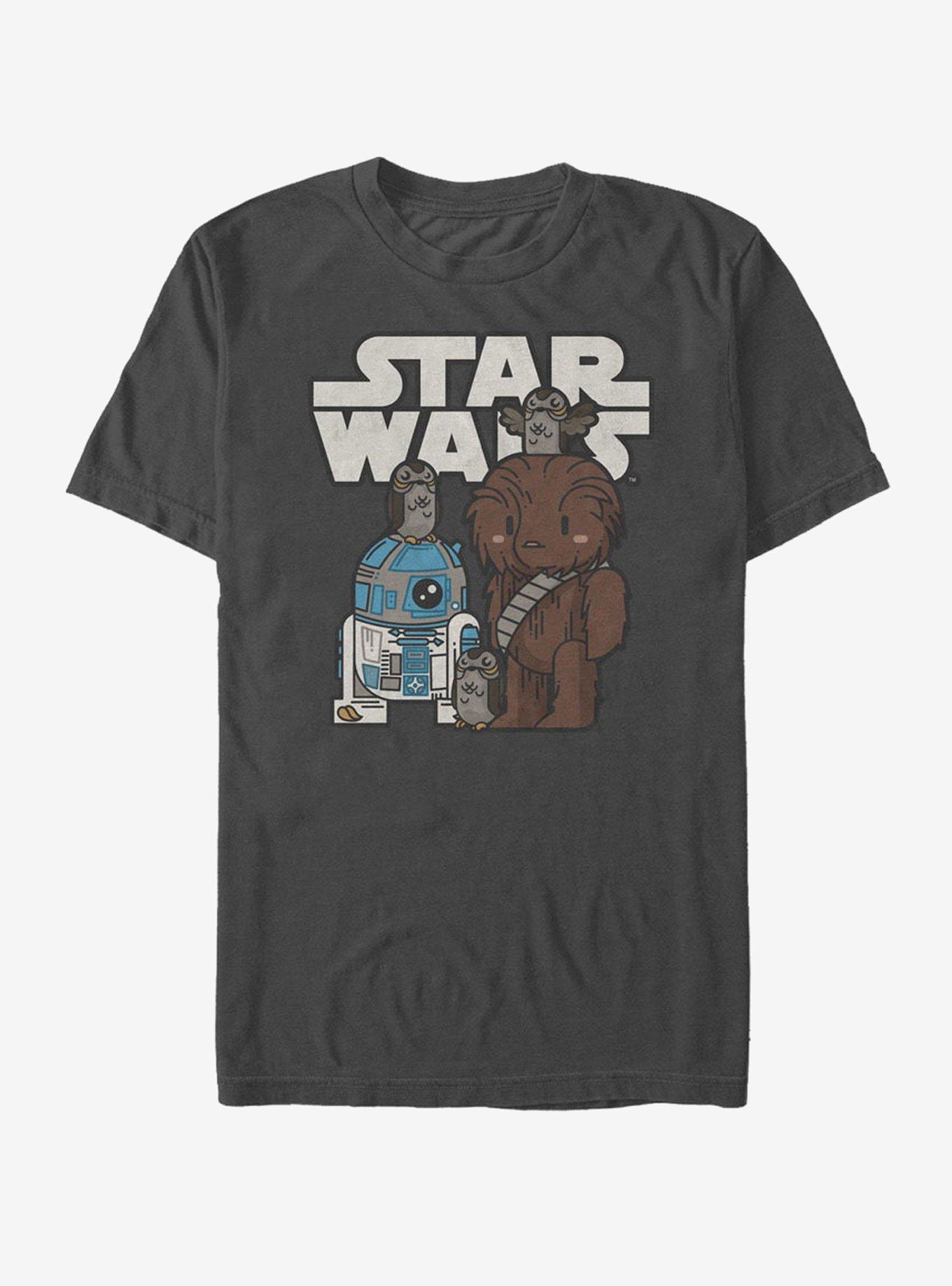 Star Wars Cartoon Porg Party T-Shirt, CHARCOAL, hi-res