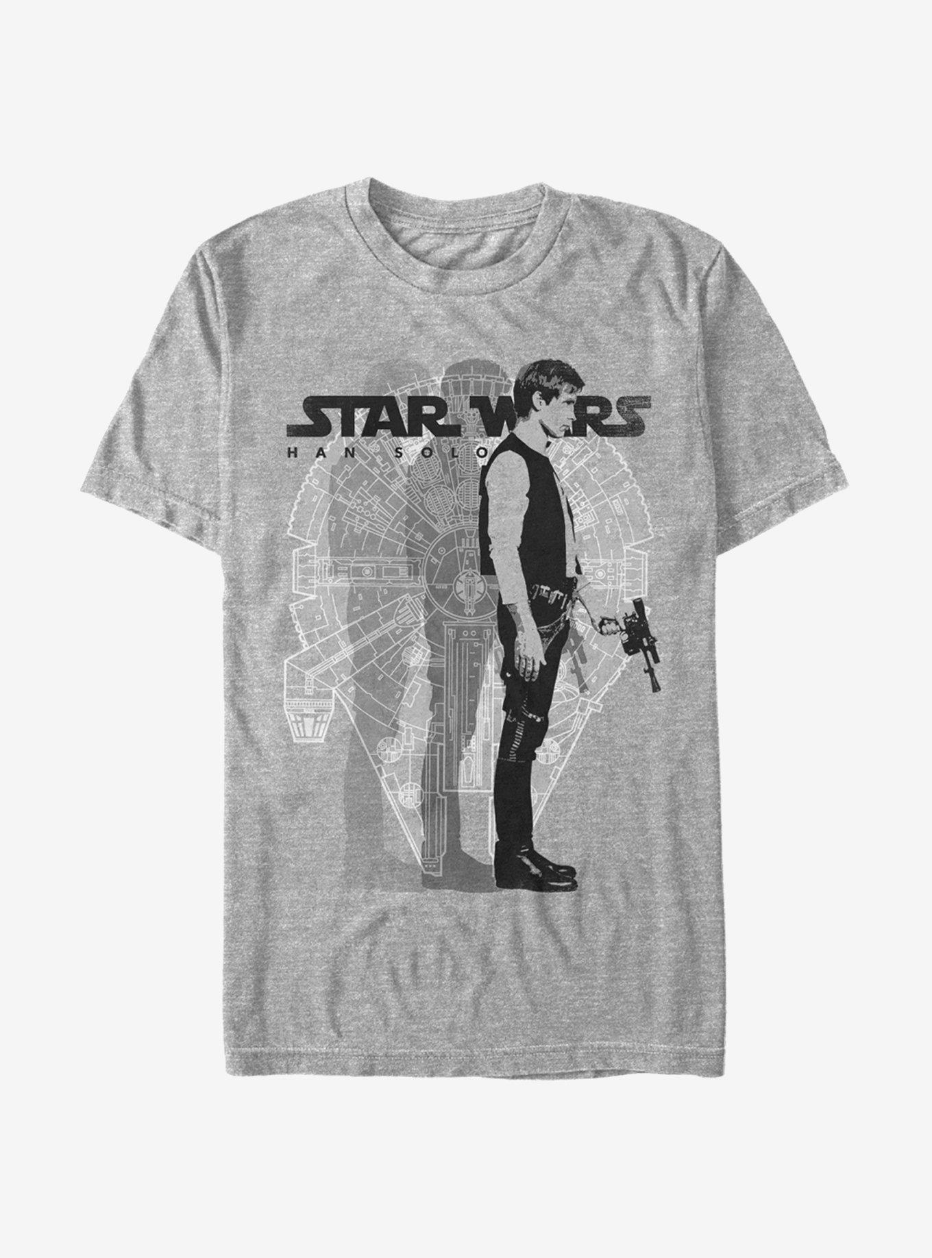 Star Wars Millennium Falcon Han Solo T-Shirt, ATH HTR, hi-res