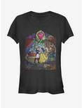 Disney Beauty And The Beast Stained Glass Girls T-Shirt, BLACK, hi-res