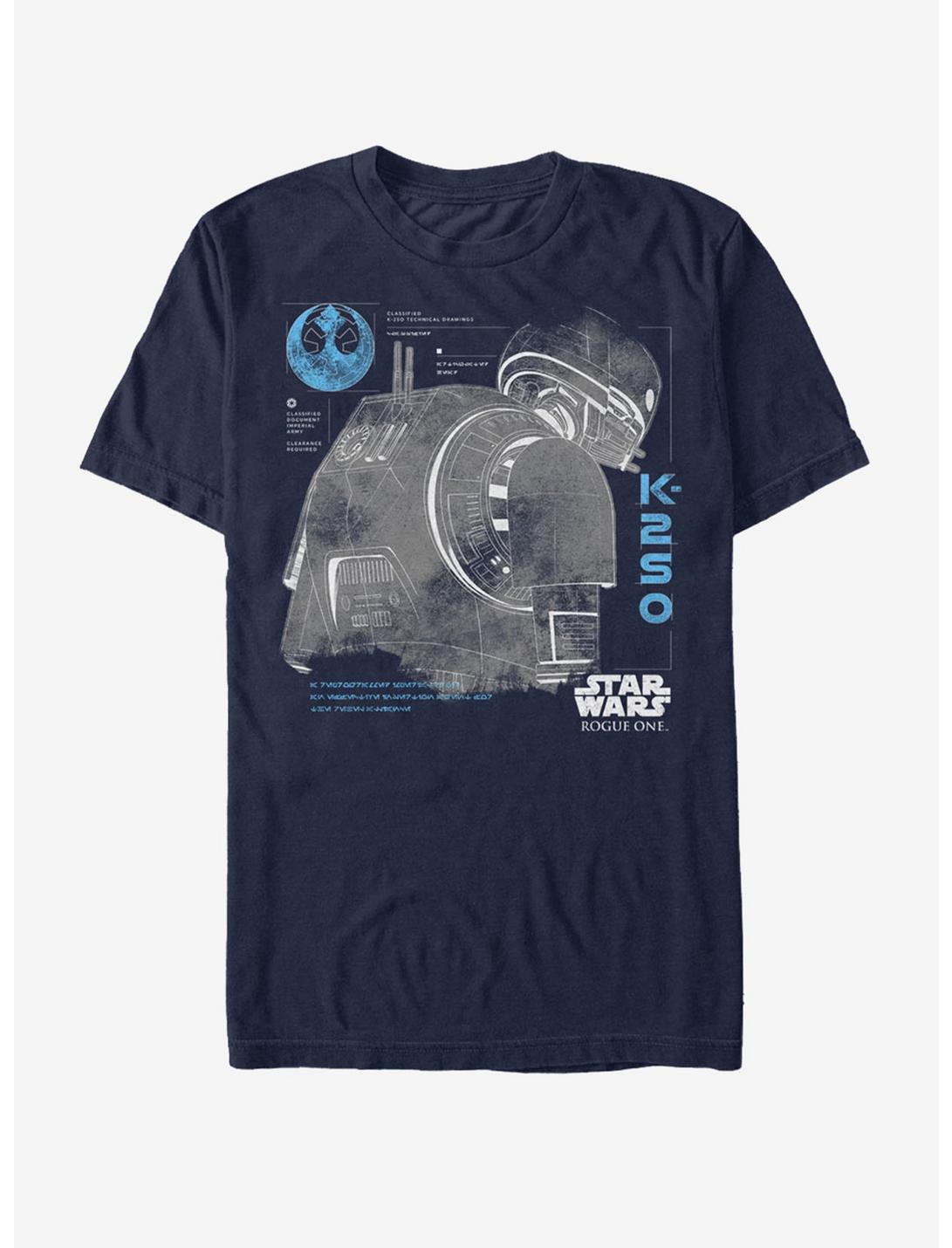 Star Wars K-2SO Schematic Print T-Shirt, NAVY, hi-res