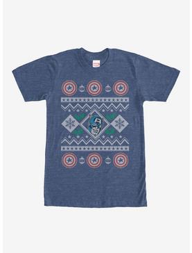 Marvel Captain America Ugly Holiday T-Shirt, NAVY HTR, hi-res