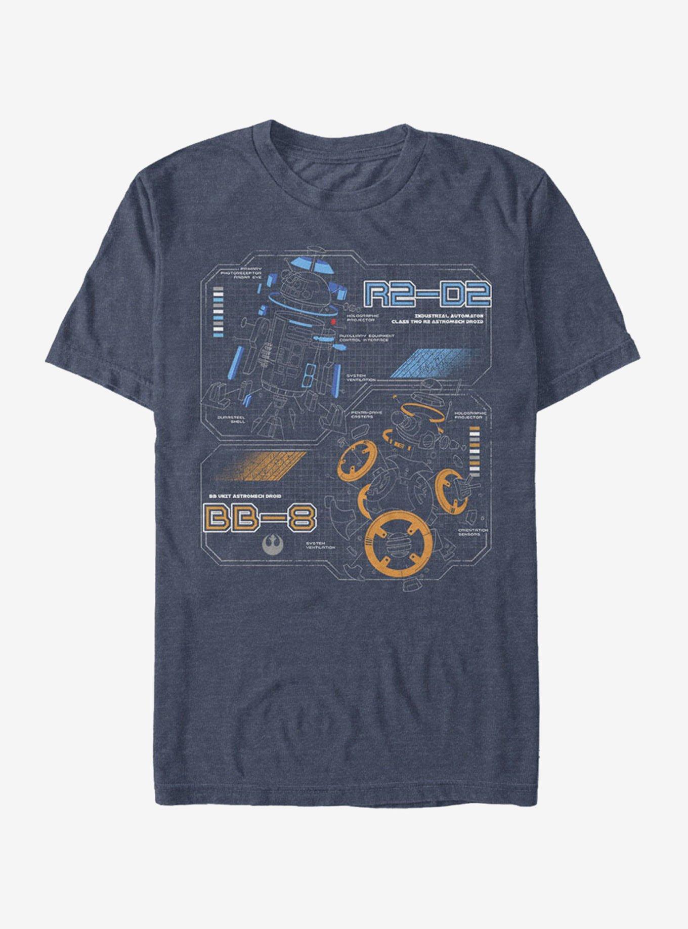 Star Wars Droid Schematics T-Shirt, NAVY HTR, hi-res