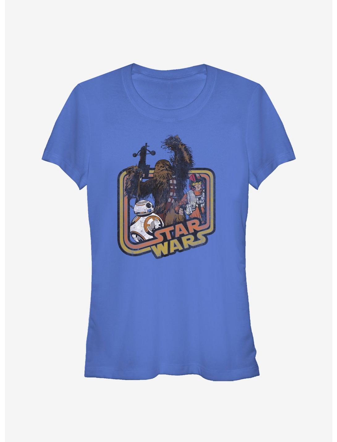 Star Wars Retro Chewbacca and Poe Dameron Girls T-Shirt, ROYAL, hi-res