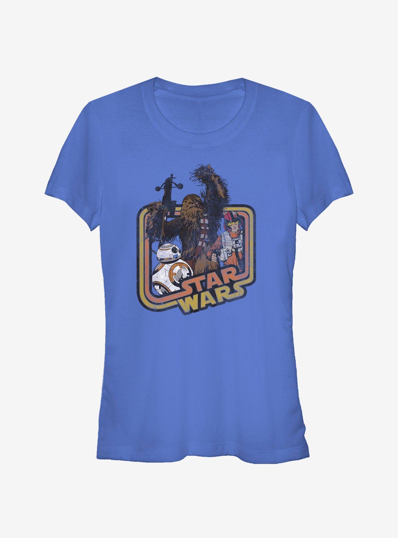 Star Wars Retro Chewbacca and Poe Dameron Girls T-Shirt, ROYAL, hi-res