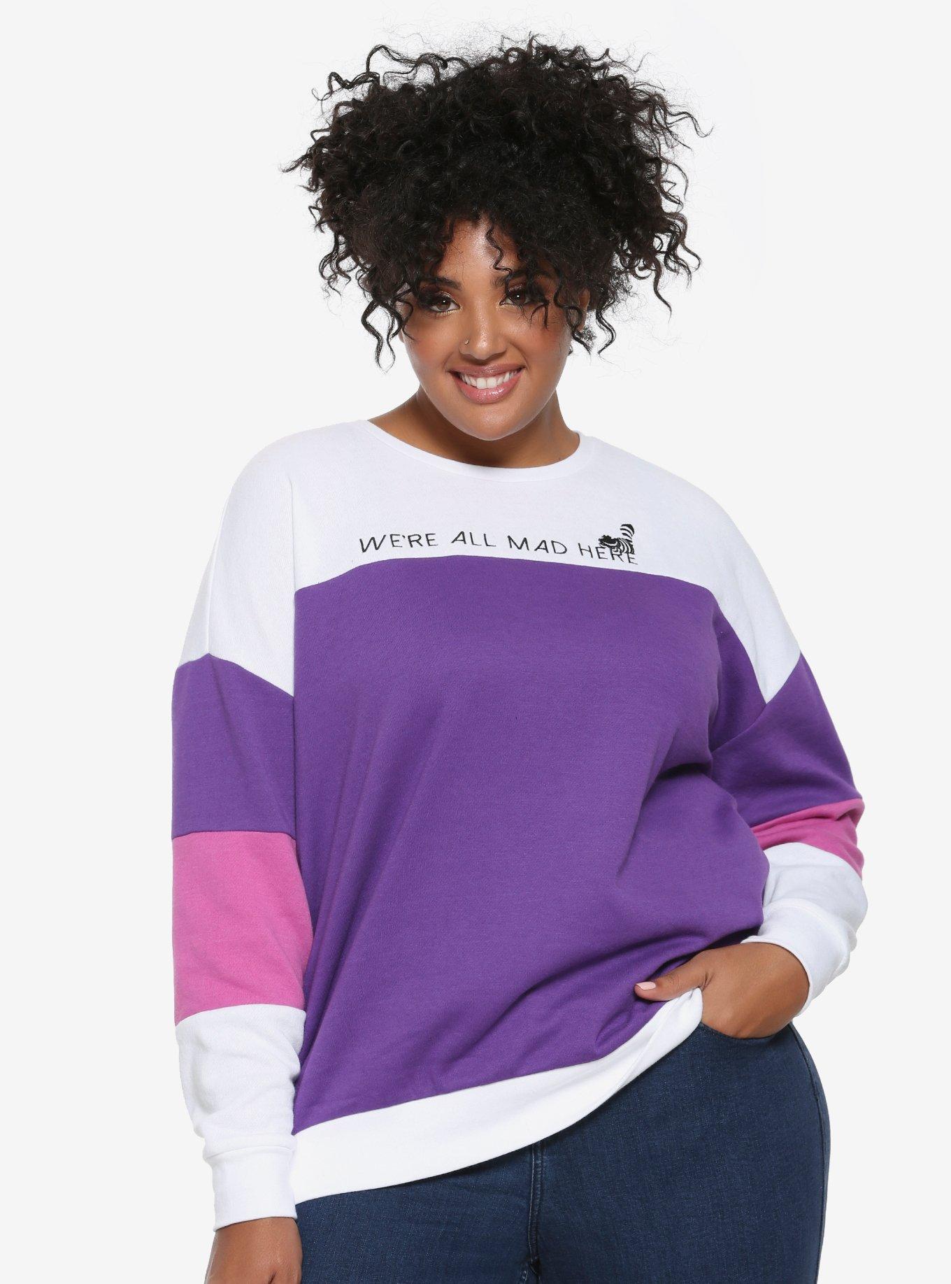 Disney Alice In Wonderland Cheshire Cat Color-Block Sweater Plus Size, MULTI, hi-res