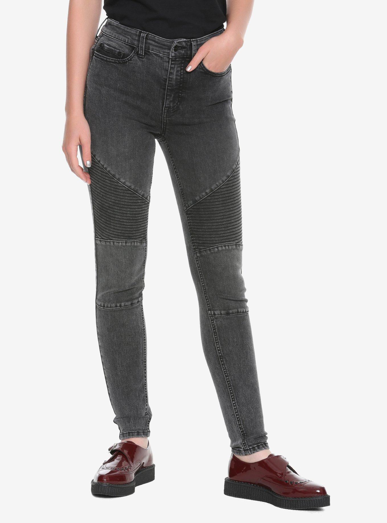 Blackheart Washed Black Moto Jeans, BLACK, hi-res