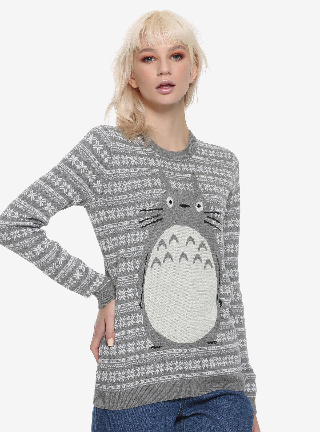 Her Universe Studio Ghibli My Neighbor Totoro Fair Isle Girls Sweater, GREY, hi-res