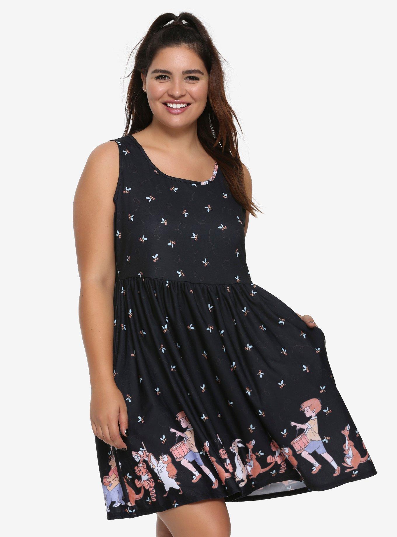 Disney Winnie The Pooh Bees & Parade Dress Plus Size, BLACK, hi-res