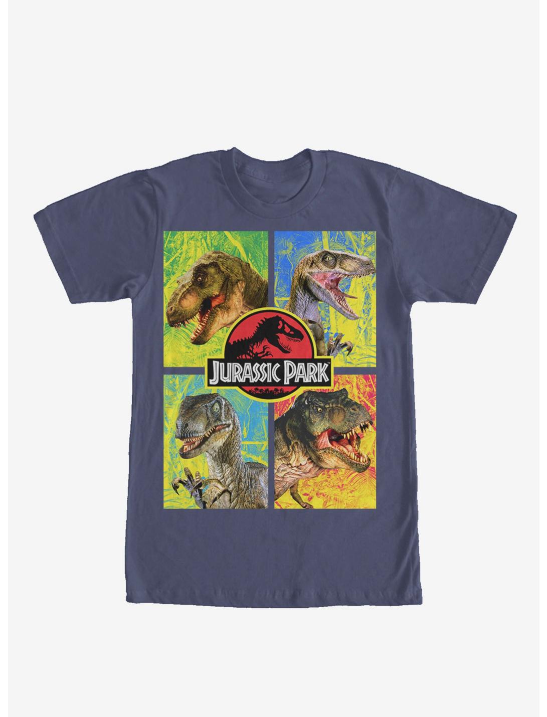 Jurassic Park T. Rex And Velociraptor T-Shirt - BLUE | Hot Topic
