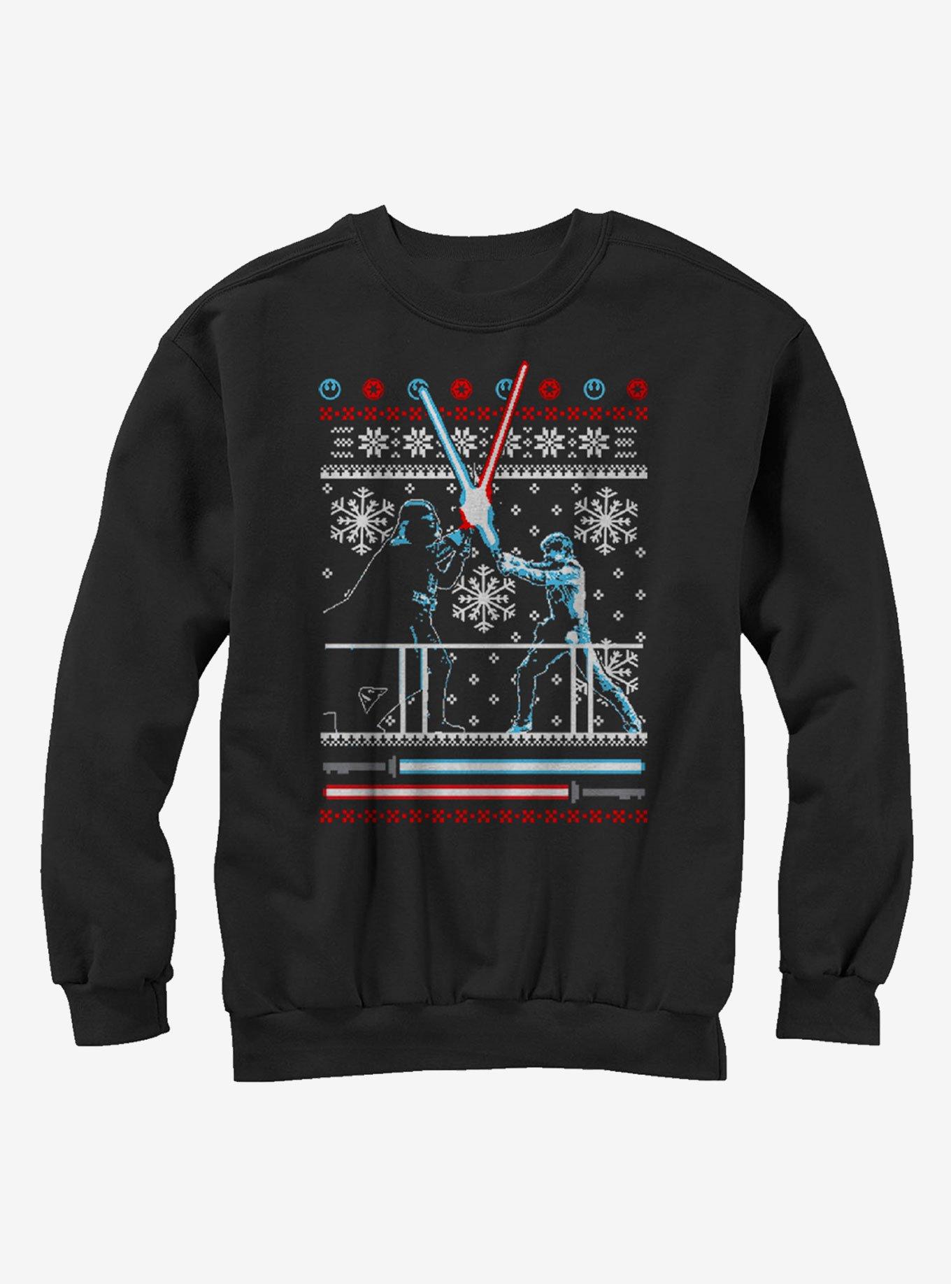Star Wars Ugly Christmas Sweater Duel Girls Sweatshirt, BLACK, hi-res