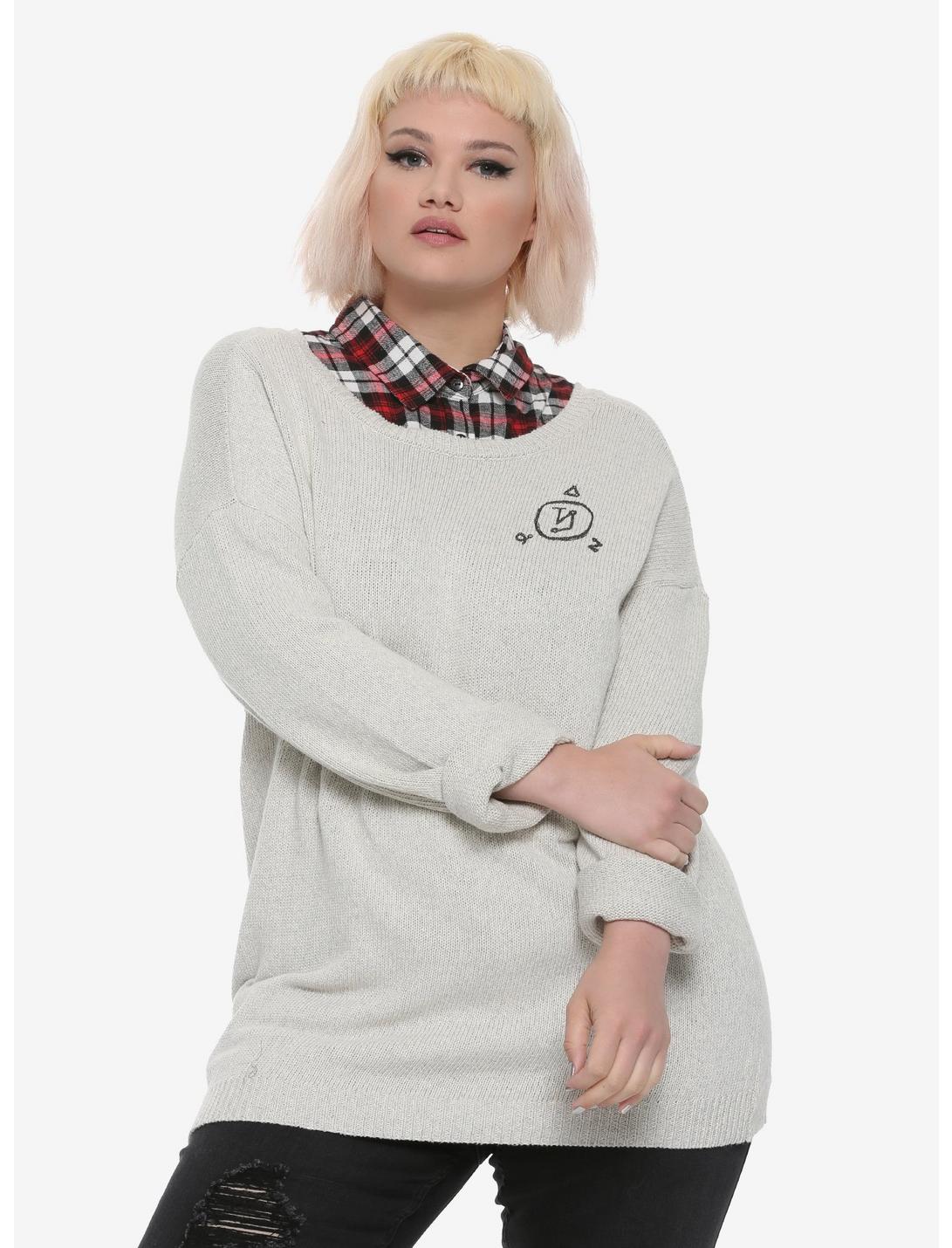 Supernatural Castiel Wings Girls Sweater Plus Size Hot Topic Exclusive, OATMEAL, hi-res