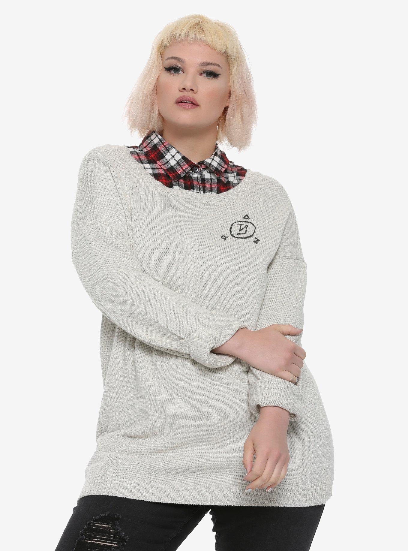 Supernatural Castiel Wings Girls Sweater Plus Size Hot Topic Exclusive, OATMEAL, hi-res
