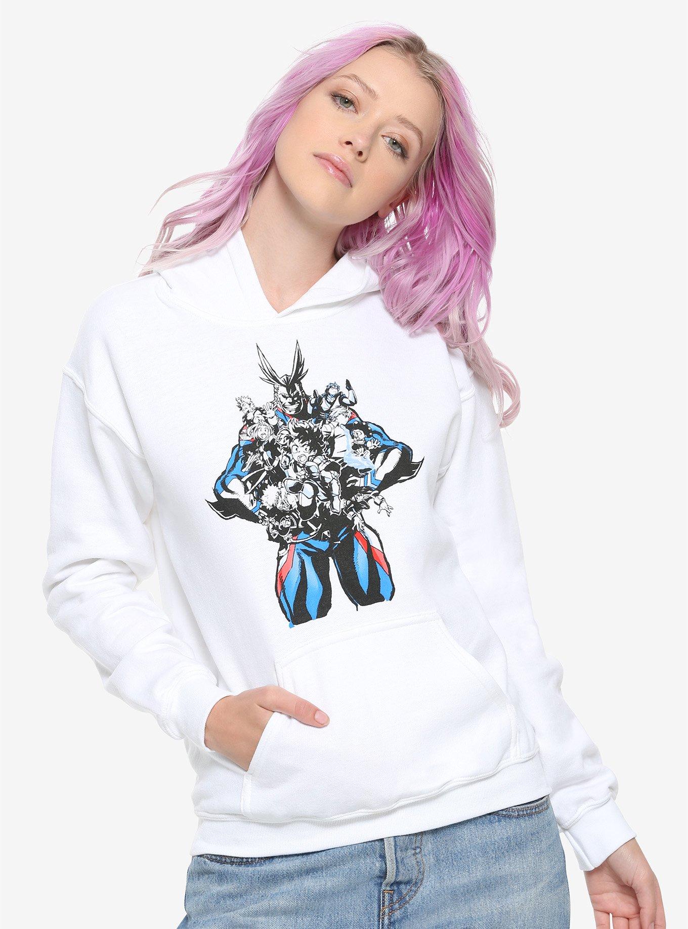 My Hero Academia All Might & Heroes White Girls Hoodie, WHITE, hi-res