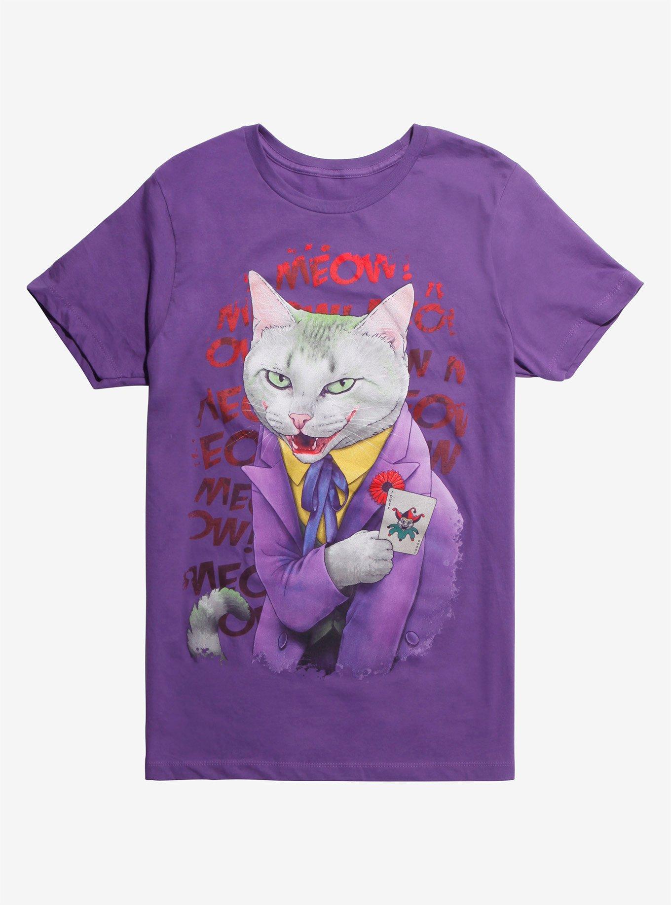 DC Comics Jenny Park Joker Cat T-Shirt Hot Topic Exclusive, PURPLE, hi-res