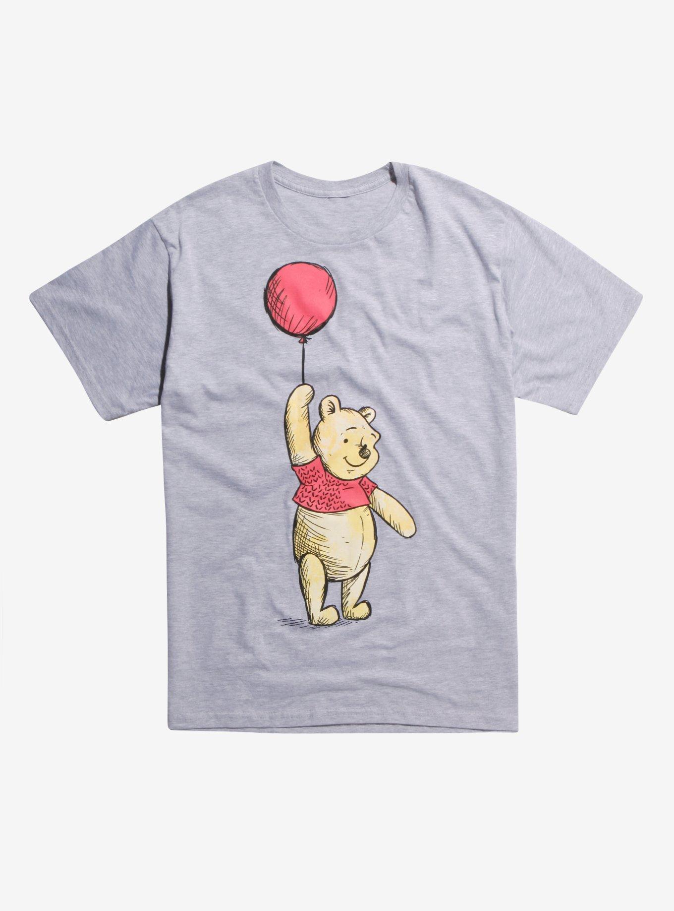 Disney Winnie The Pooh Floating Balloon T-Shirt Hot Topic Exclusive, HEATHER GREY, hi-res