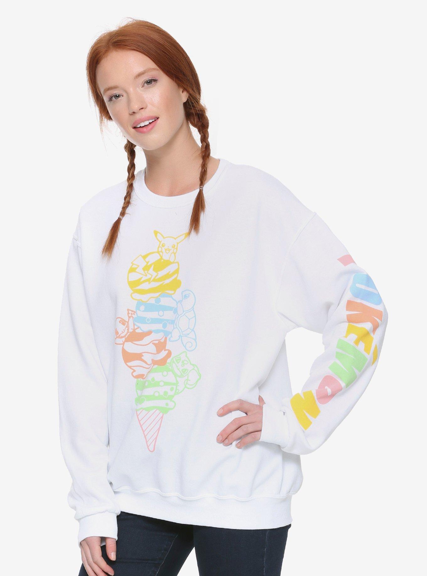 Pok&eacute;mon Pok&eacute;mikke Ice Cream Cone Womens Sweatshirt - BoxLunch Exclusive, NATURAL, hi-res