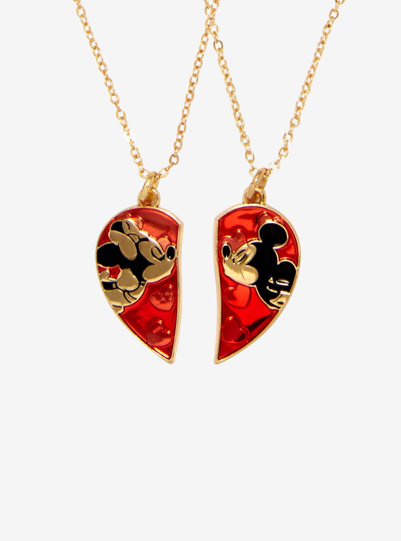 Disney Mickey Mouse & Minnie Mouse Kiss Best Friend Necklace Set, , hi-res