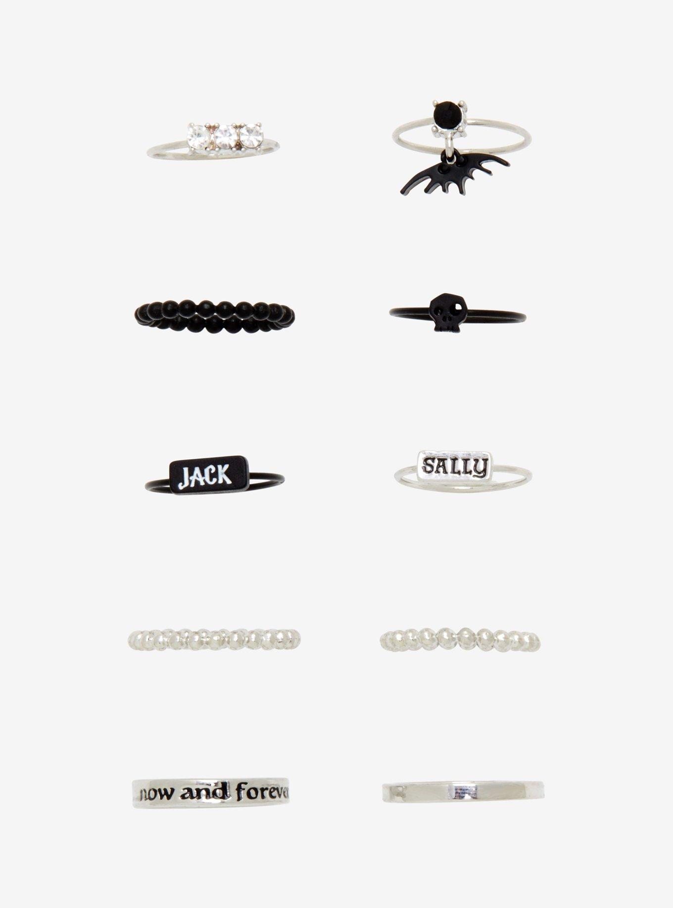 The Nightmare Before Christmas Dainty Jack & Sally Ring Set, , hi-res