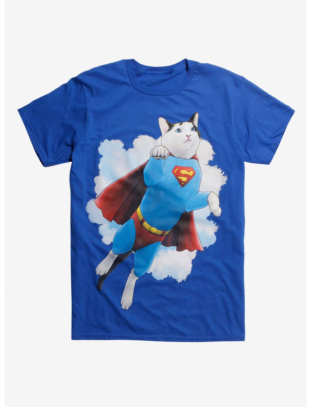 Jenny Parks Illustrations DC Comics Superman Super Cat T-Shirt Hot Topic Exclusive, BLACK, hi-res