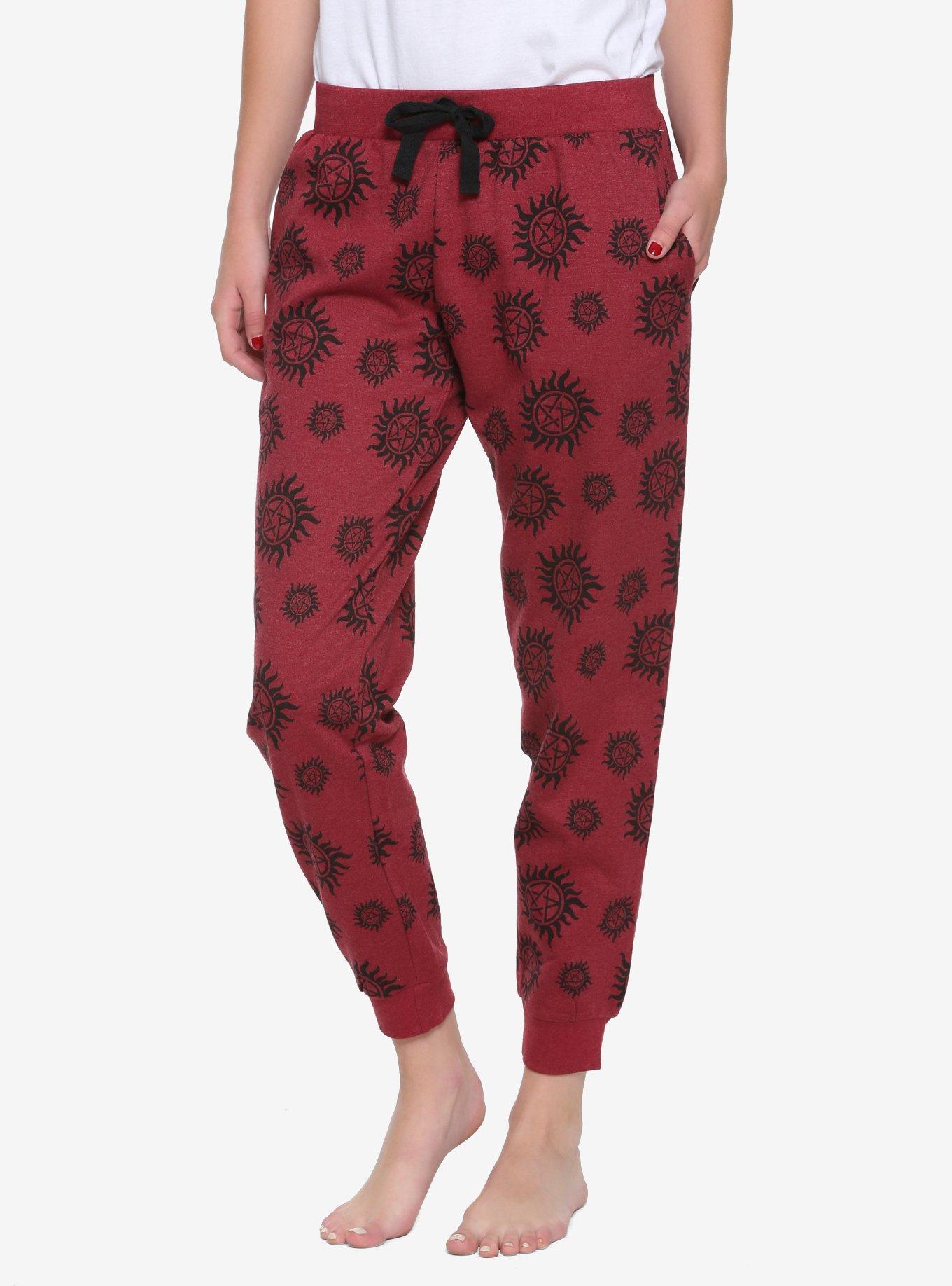 Supernatural Red Anti-Possession Girls Jogger Pants, BURGUNDY, hi-res