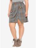 Outlander Faux Side-Tie Skirt Plus Size Hot Topic Exclusive, PLAID, hi-res