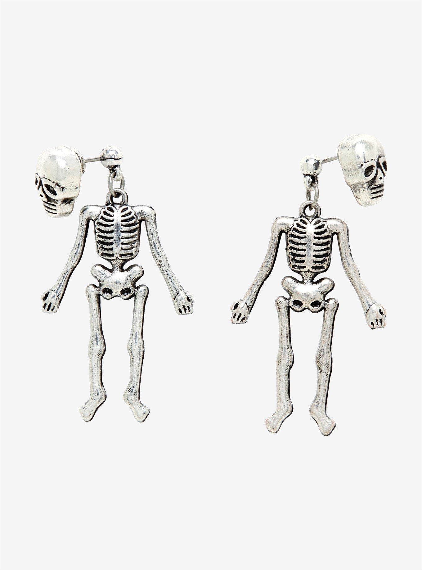 Dangle Skeleton Stud Earrings, , hi-res
