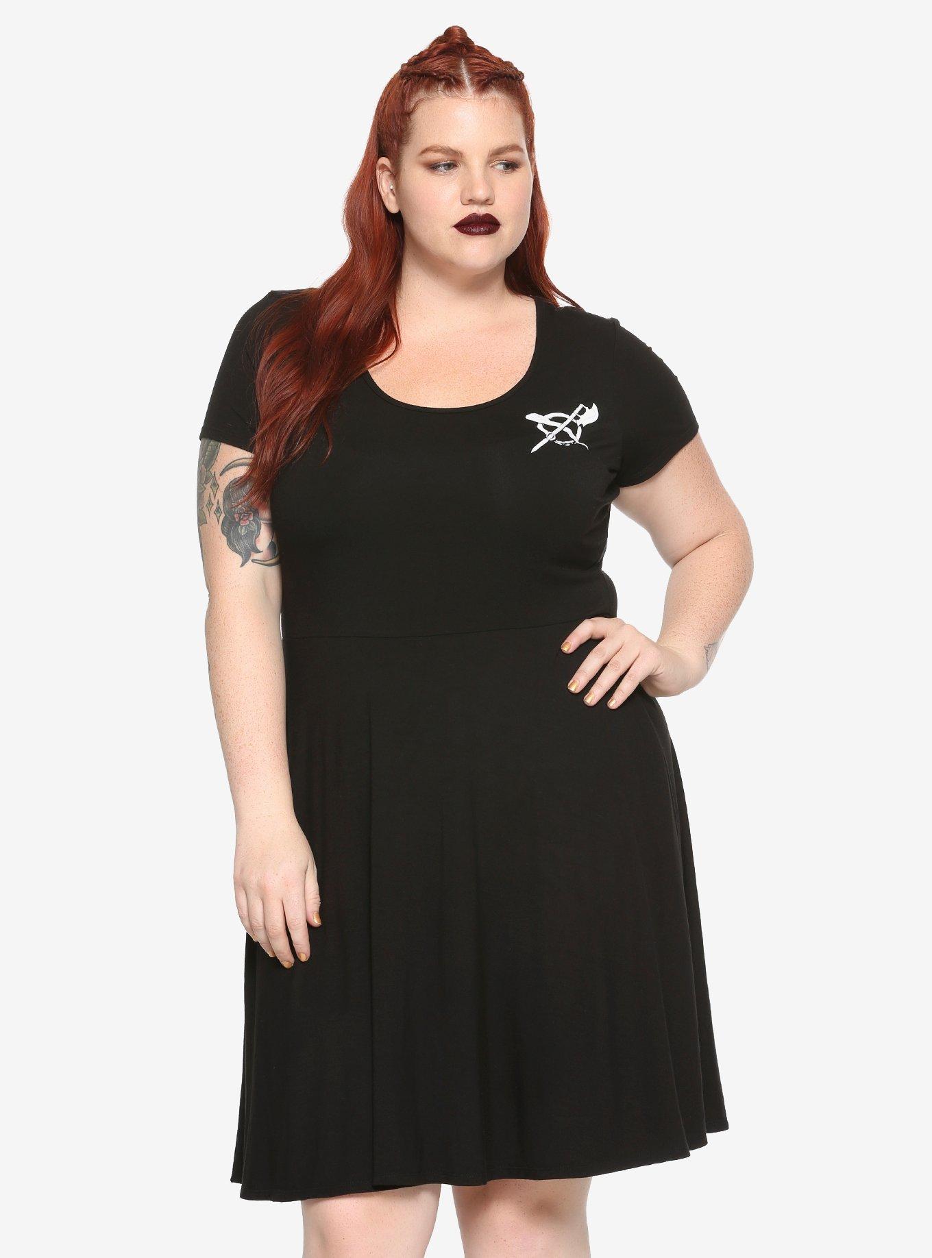 Buffy The Vampire Slayer Crochet Back Dress Plus Size, BLACK, hi-res