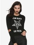 BlackCraft Wear Black Eat Pizza Long-Sleeve Girls T-Shirt, BLACK, hi-res