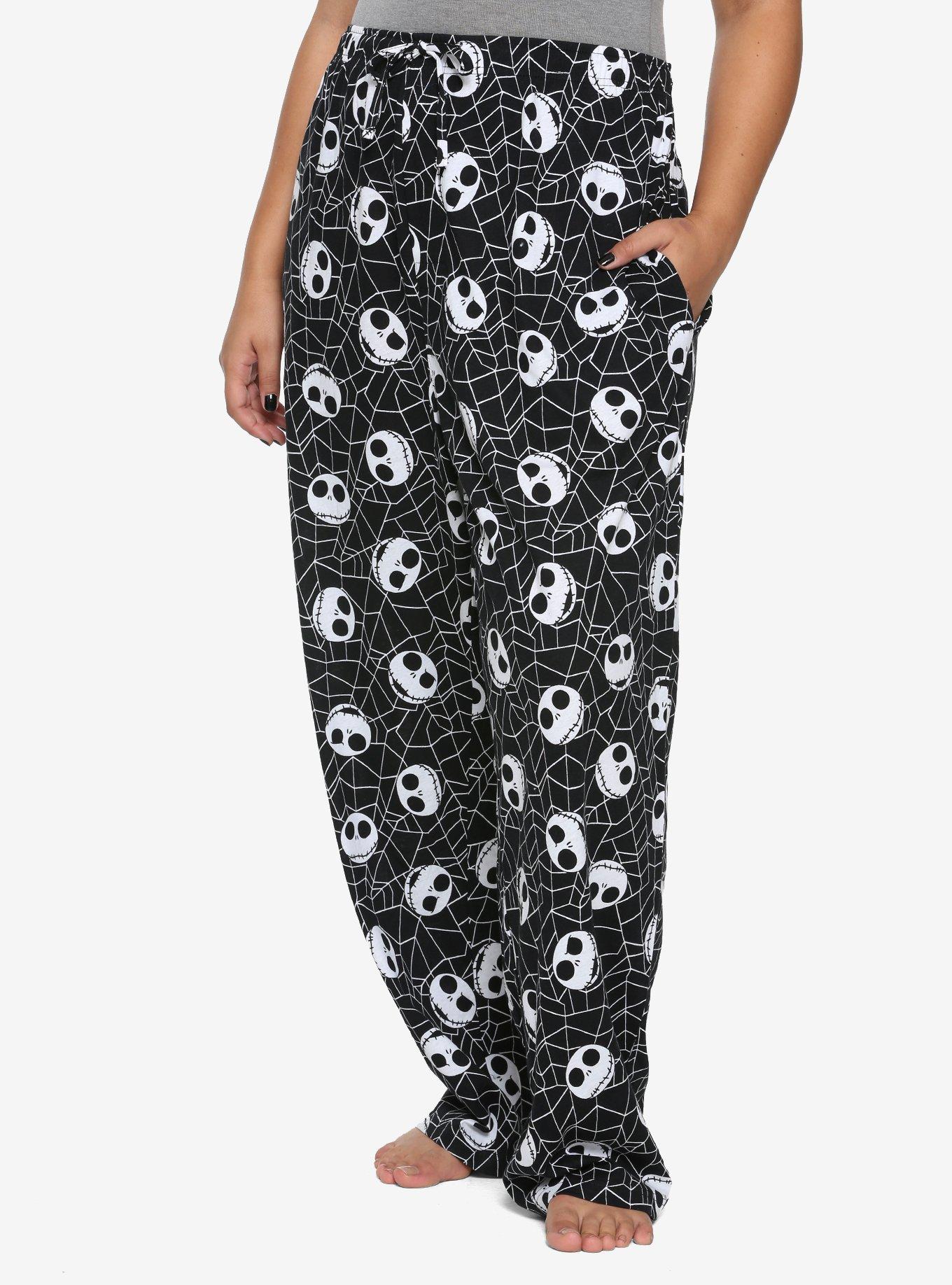 The Nightmare Before Christmas Spiderweb & Jack's Head Girls Pajama Pants Plus Size, BLACK, hi-res