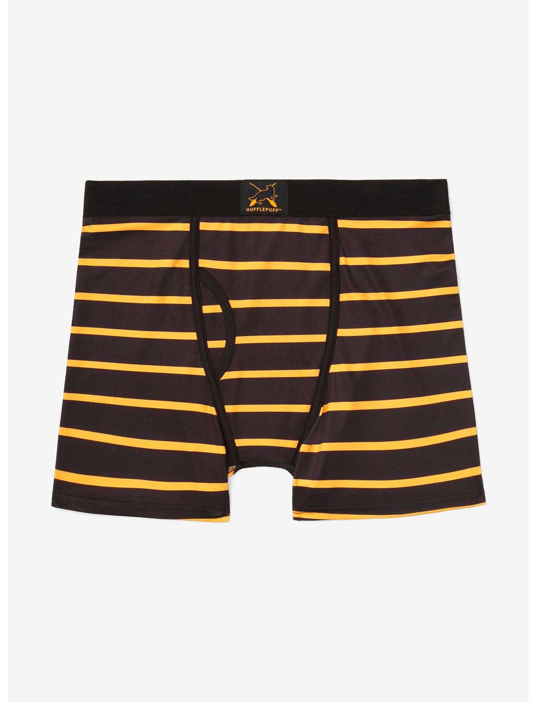 Harry Potter Hufflepuff Striped Boxer Briefs - BoxLunch Exclusive, BANANA YELLOW, hi-res