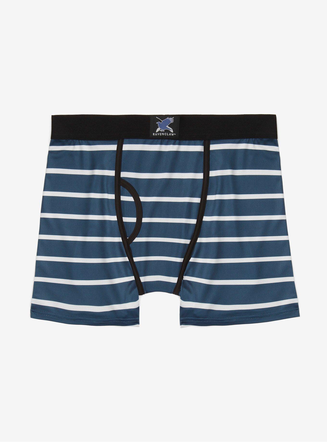 Harry Potter Ravenclaw Striped Boxer Briefs - BoxLunch Exclusive, BLUE, hi-res