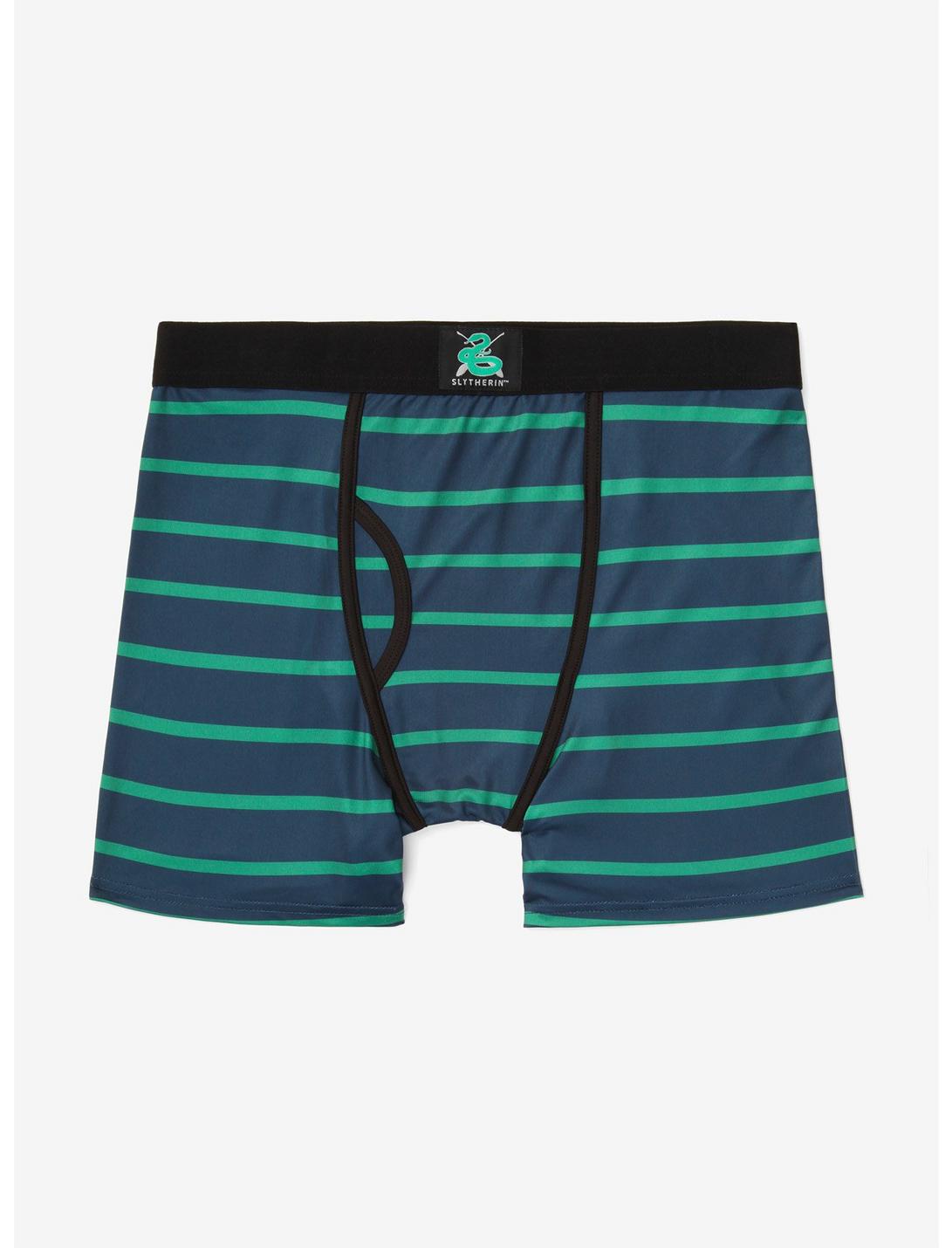 Harry Potter Slytherin Striped Boxer Briefs - BoxLunch Exclusive, GREEN, hi-res