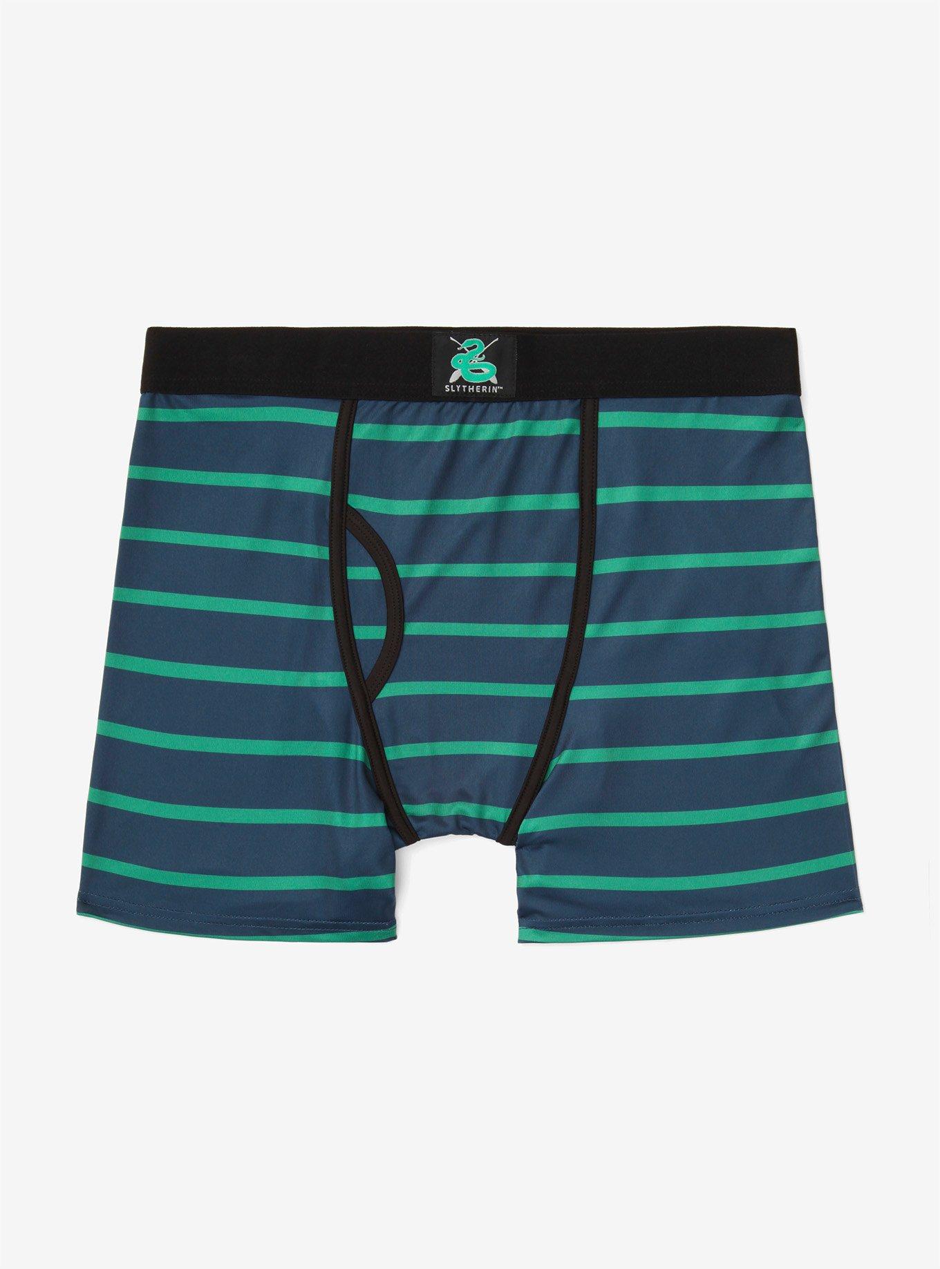 Harry Potter Slytherin Striped Boxer Briefs - BoxLunch Exclusive, GREEN, hi-res