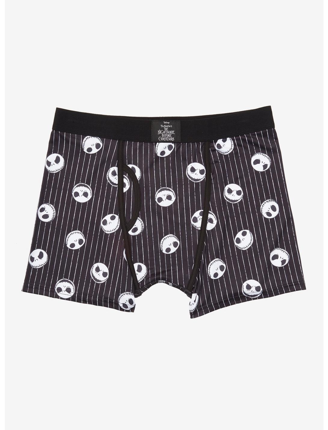 The Nightmare Before Christmas Jack Skellington Striped Boxer Briefs - BoxLunch Exclusive, BLACK, hi-res