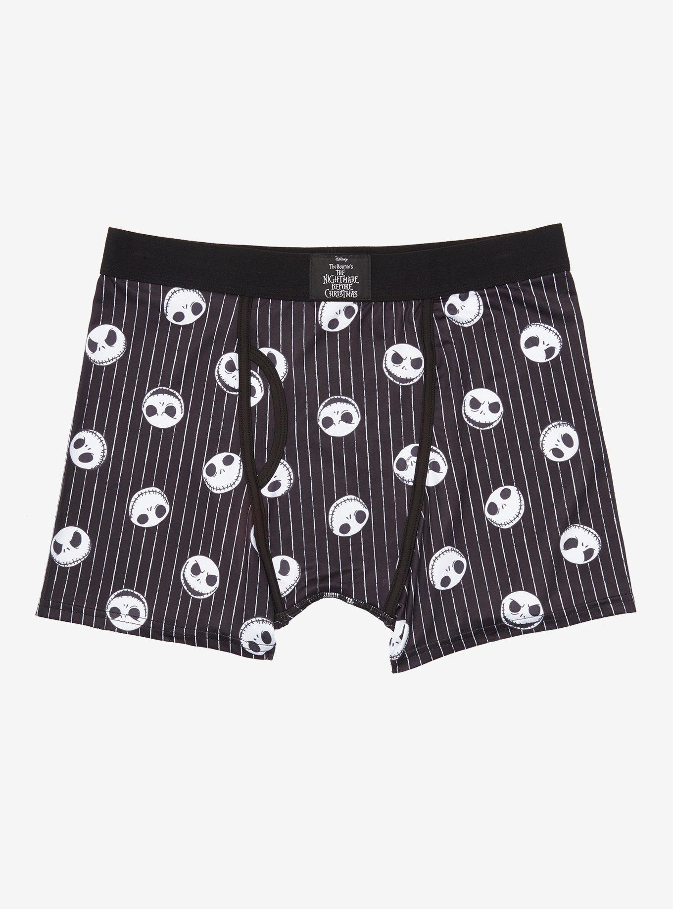 The Nightmare Before Christmas Jack Skellington Striped Boxer Briefs - BoxLunch Exclusive, BLACK, hi-res