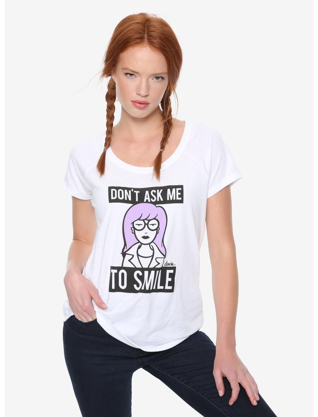 Daria Don't Ask Me To Smile Womens Tee - BoxLunch Exclusive, NATURAL, hi-res