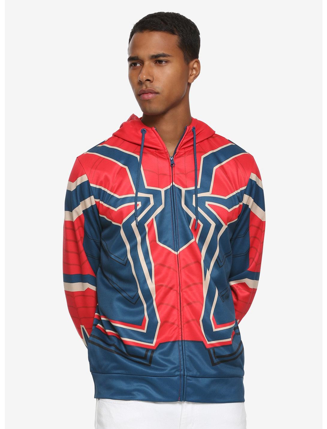 Marvel The Avengers: Infinity War Iron Spider-Man Zip-Up Hoodie Hot Topic Exclusive, RED, hi-res
