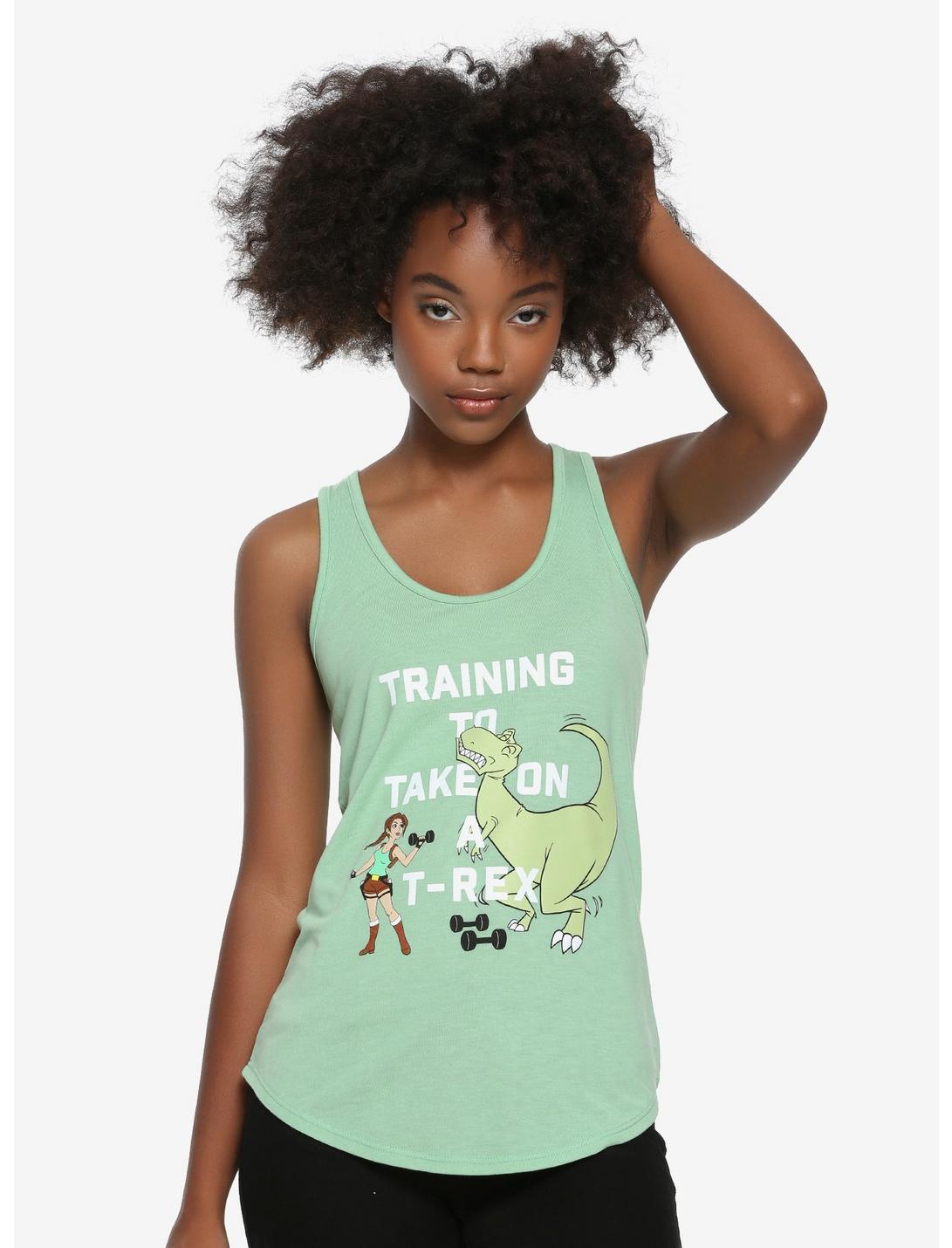 Her Universe Tomb Raider Shadow Of The Tomb Raider T-Rex Training Girls Tank Top, GREEN, hi-res