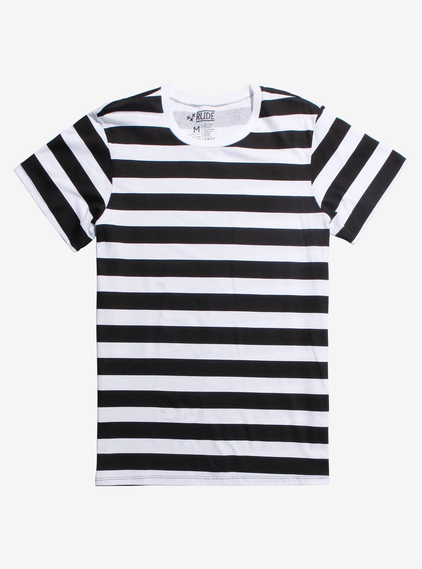 XXX RUDE Black & White Striped T-Shirt | Hot Topic