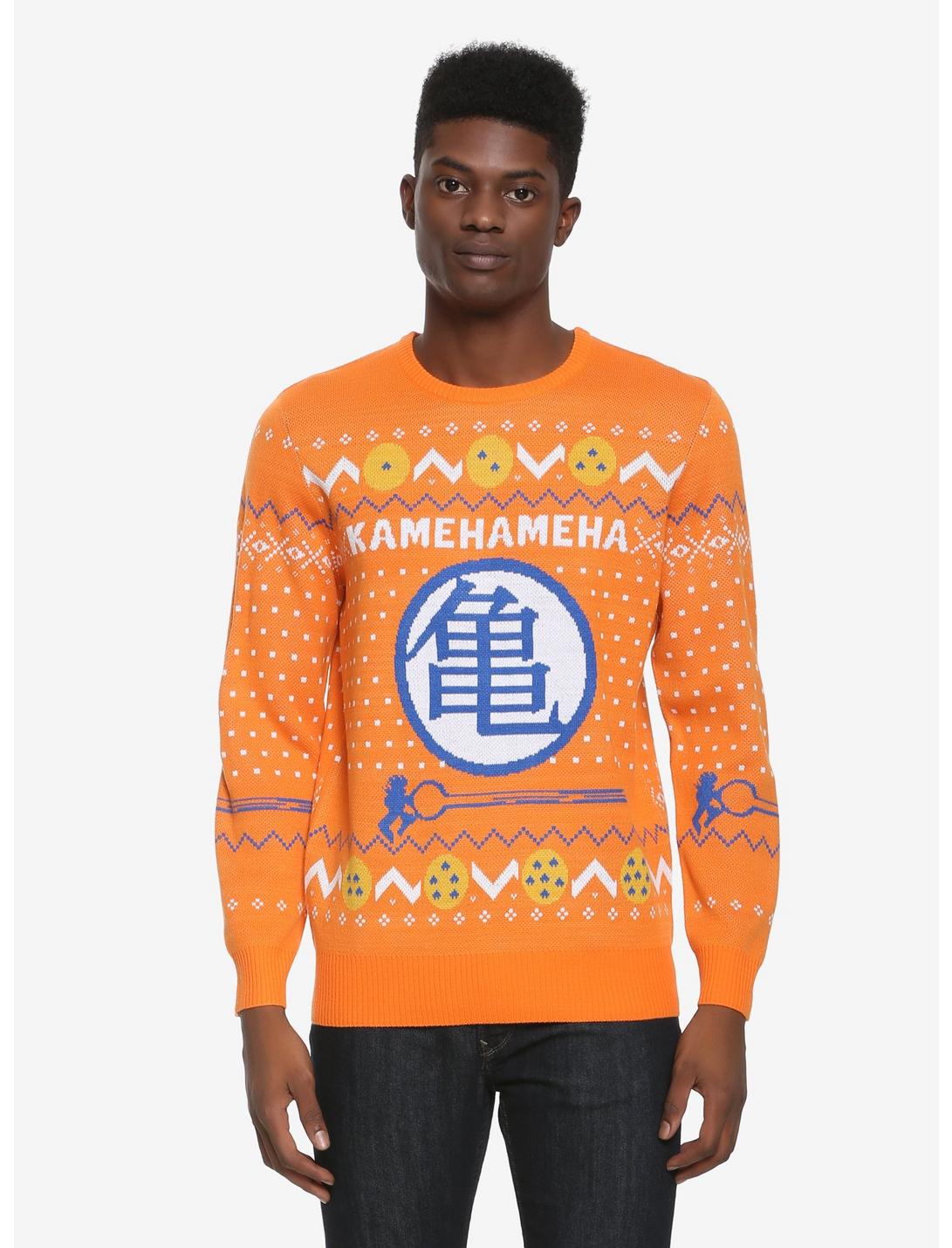 Dragon Ball Z Kamehameha Holiday Sweater - BoxLunch Exclusive, ORANGE, hi-res