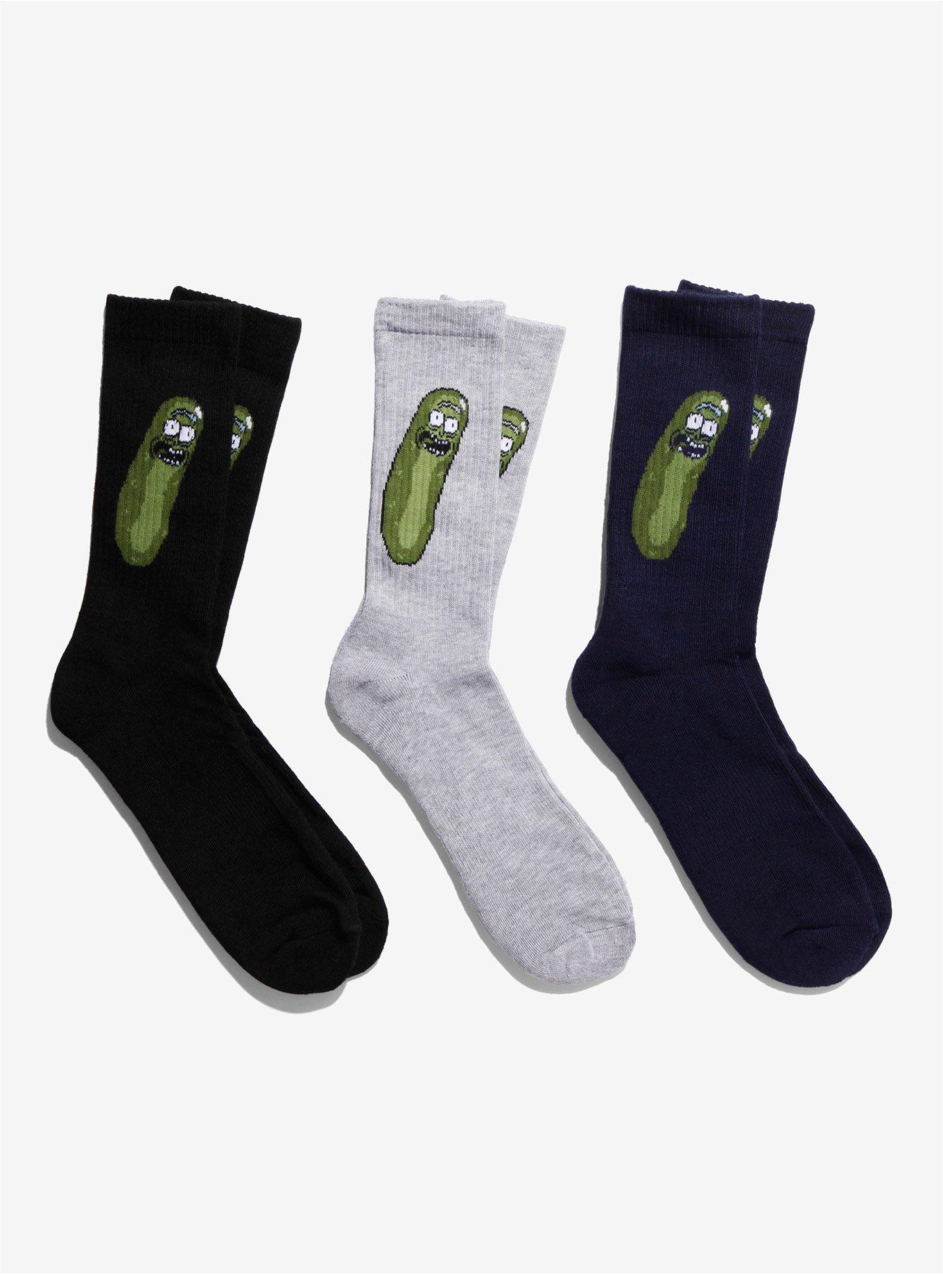 Rick And Morty Pickle Rick Crew Socks 3 Pair, , hi-res